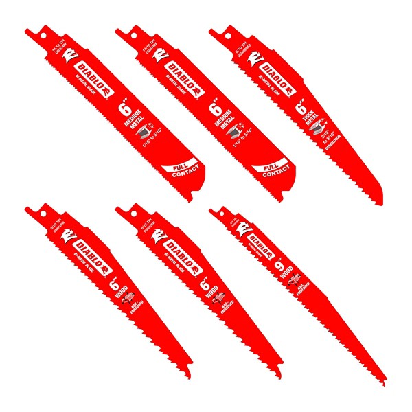 DIABLO Bi-Metal Reciprocating Saw Blade Set - 6 Pack