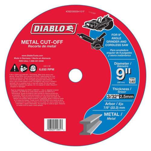 Diablo 9 in Metal Cut-Off Bonded Disc