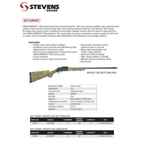 Stevens 301 Turkey Single Shot Shotgun