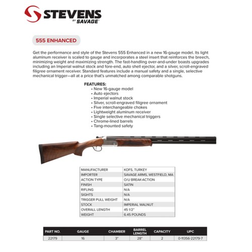 Savage Arms 555 E 12 Gauge Over-Under Shotgun