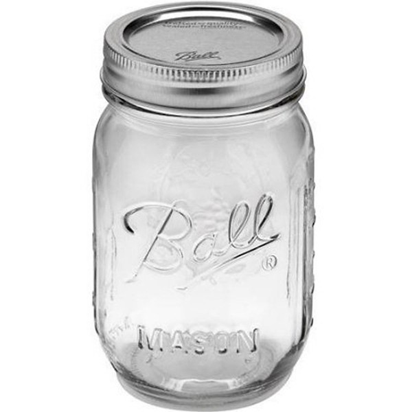 Ball 12 Pack Regular Mouth 16 oz Mason Jar with Lid and Band