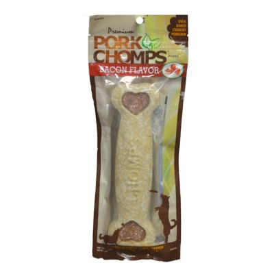 Pork Chomps 8-Inch Bacon Flavored Crunchy Bone Dog Treat