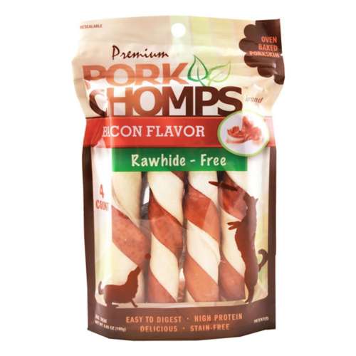 Pork Chomps Large Bacon Flavored Twistz Dog Treats 4 Pack