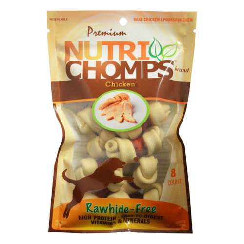 Nutri Chomps Chicken Flavored Mini Knot with Wrap Dog Treats 8 Pack