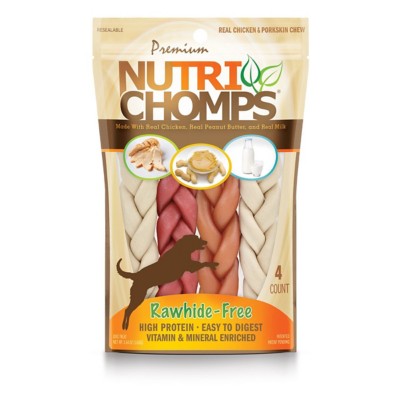 Nutri Chomps 6-Inch Assorted Flavor Braids Dog Treats 4 Pack