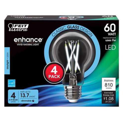 Feit Enhance A19 E26 Filament LED Daylight Bulbs - 4 Pack