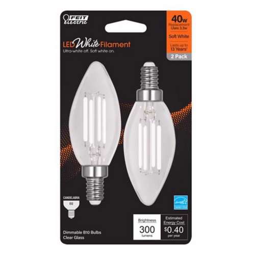 Feit B10 E12 Candelabra Filament LED Soft White Bulb - 2 Pack