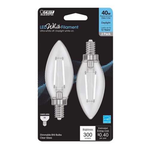 Feit B10 E12 Candelabra Filament LED Daylight Bulb - 2 Pack
