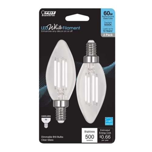 Feit BA10 E12 Candelabra Filament LED Daylight Bulb - 2 Pack