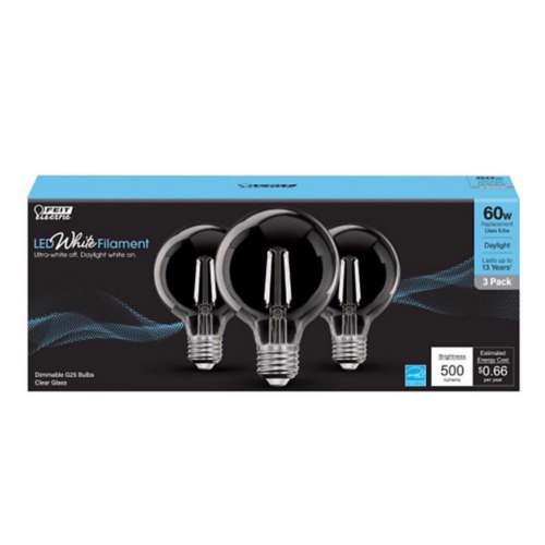 Feit G25 E26 Medium Filament LED Daylight Bulb 60W - 3 Pack