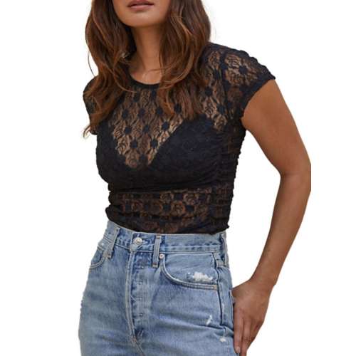 Women's By Together Lace Sheer Blouse