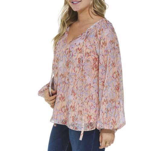 Women's By Together Entwined Floral Long Sleeve V-Neck Blouse