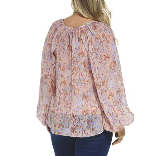 Women's By Together Entwined Floral Long Sleeve V-Neck Blouse