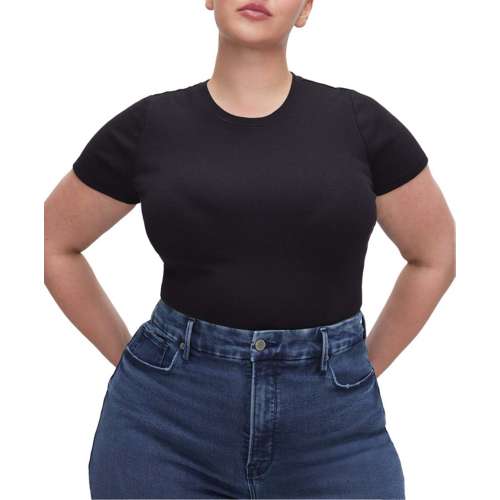 Women's GOOD AMERICAN Micro Rib Cotton Tee Bodysuit