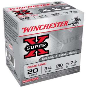 Winchester Super-X Game Load 20ga 2.75" 7/8oz #7.5 25/bx