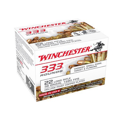 Winchester 333 Hollow Point 22 Long Rifle Rimfire Ammunition 333 Round Box