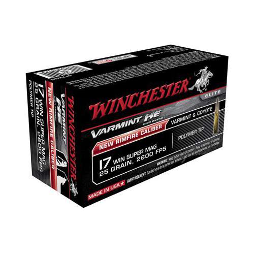 Winchester Varmint HE 17 Win Super Mag 25gr Polymer Tip 50 Round Box
