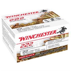 Winchester 222 Hollow Point Rimfire Ammunition 222 Round Box