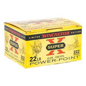 Winchester Super-X Power-Point 22 LR Rimfire Ammunition 222 Round Box