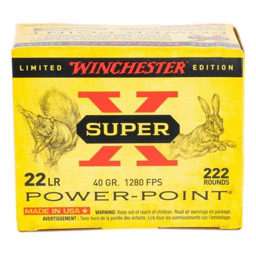 Winchester SuperX PowerPoint 22 LR Rimfire Ammunition 222 Round Box