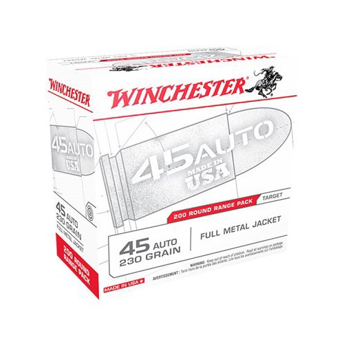 Winchester USA Target FMJ 45 ACP Handgun Ammunition 200 Round Box