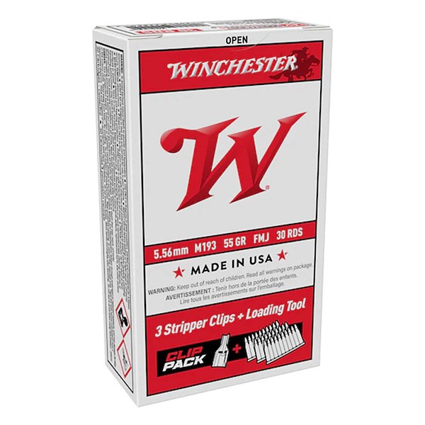Winchester USA M193 Ammunition with 3 Stripper Clips & Loading Tool 30 Round Box product image
