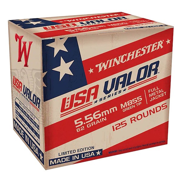 Winchester USA Valor Series Limited Edition M855 Green Tip Ammunition 125 Round Box product image