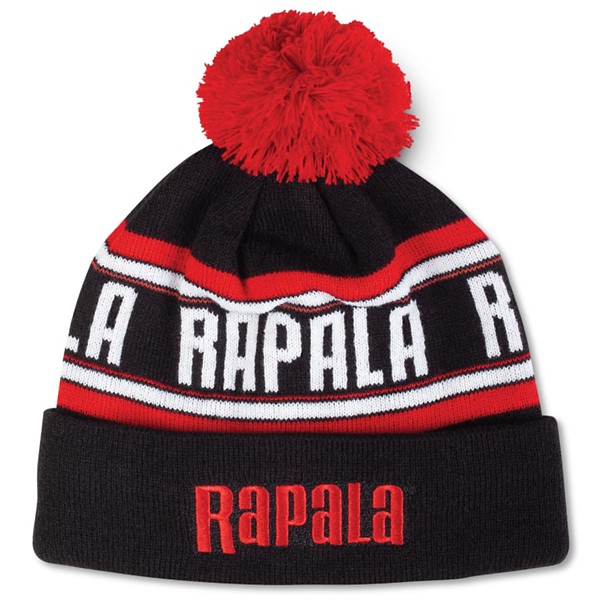 RAPALA Pom Ice Fishing Beanie Black Red White