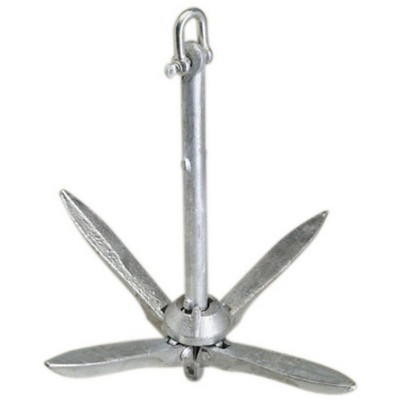 Attwood Folding Grapnel Anchor - Galvanized Iron, 4-Fluke Design For PWC, Small Boats & Dinghies