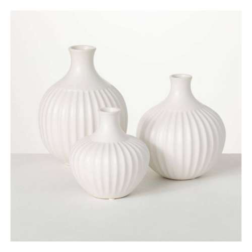 Sullivans White Bottle Ribbed ASSORTED Vase
