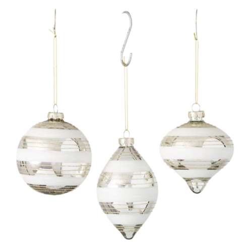 Sullivans Assorted White Striped Drop Ornament