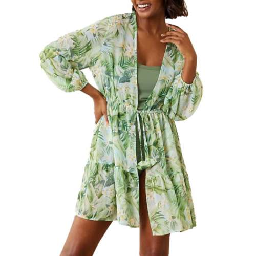 Women's Beauty tommy Bahama Paradise Fronds Open-Front Dress Swim Cover Up