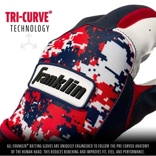 Franklin MLB Digitek Youth Batting Gloves White Navy Red Small