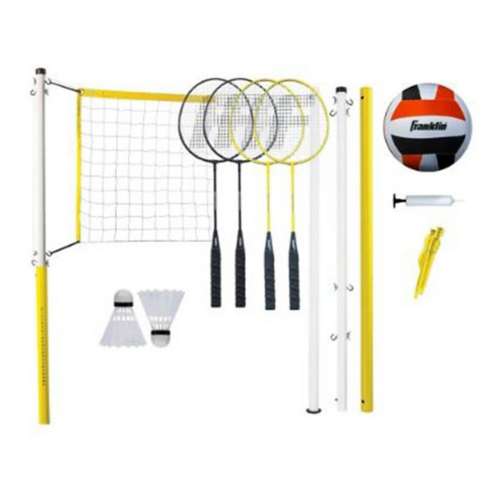 Franklin Sports Badminton Net Family Set - Includes 4 Steel Rackets, 2  Birdies, Adjustable Net and Stakes - Backyard or Beach Badminton Set - Easy  Net