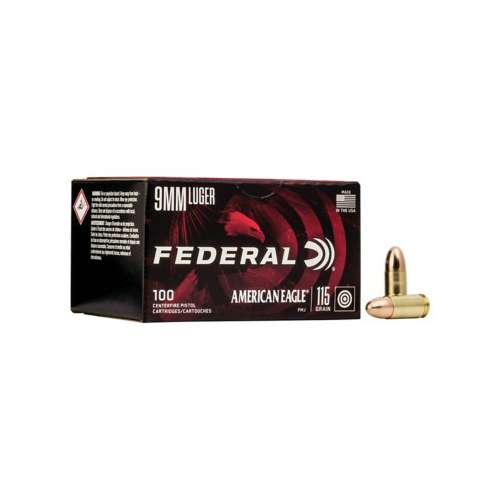 Federal American Eagle FMJ Pistol Ammunition 100 Round Box