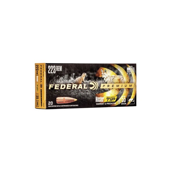 Federal Premium Varmint & Predator Nosler Ballistic Tip Rifle Ammunition 20 Round Box product image