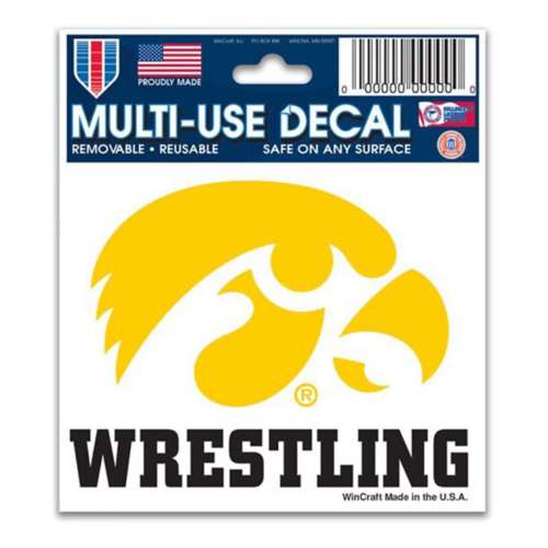 Wrestling headgear with IOWA USA wrestling stickers 