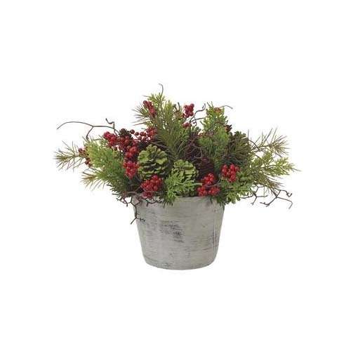 Allstate Floral 14" Berry/Pine Cone/Pine in Clay Pot