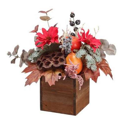 Allstate Floral 11.5" Apple/Pear /Lotus Pod/ Pine Cone in Wood Pot