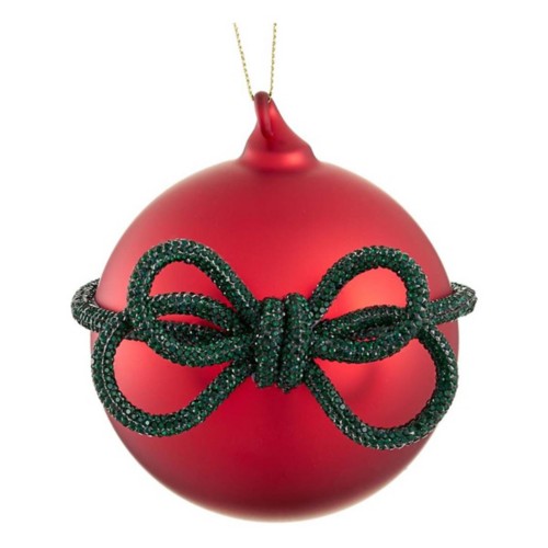Allstate Floral 4in Glass Ball Ornament with Diamond Bow