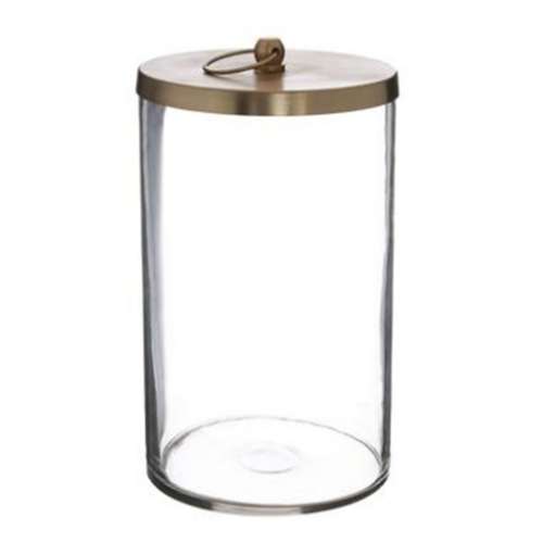 Allstate Floral Glass Jar with Metal Gold Lid