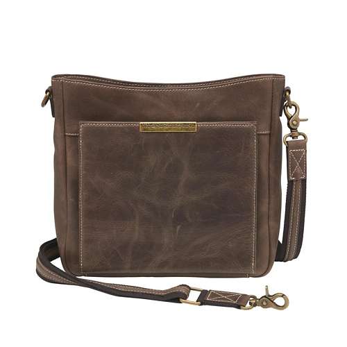 GTM Distressed Leather Slim X-Body RFID Purse Concealed Carry