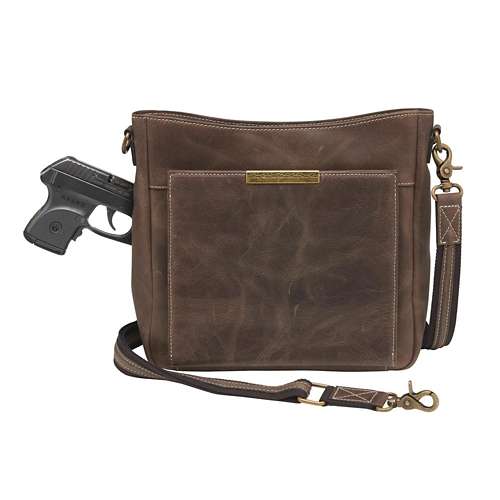 GTM Distressed Leather Slim X-Body RFID Purse Concealed Carry