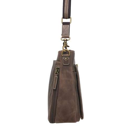 GTM Distressed Leather Slim X-Body RFID Purse Concealed Carry