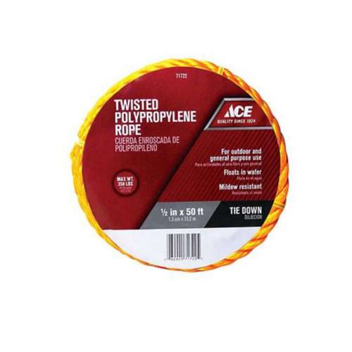 ACE 1/2 in X 50 ft Yellow Twisted Poly Rope