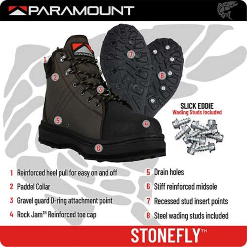 Men's Paramount Outdoors Stonefly Cleated Shoes Fly Fishing Boots