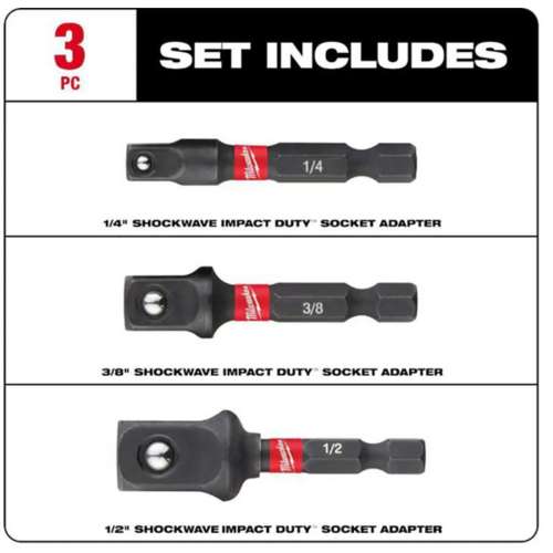 Milwaukee Shockwave Impact Duty 1/4 in Hex Shank Socket Adapter 3 pc Set