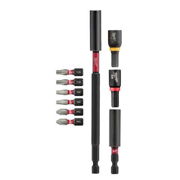 Milwaukee SHOCKWAVE Phillips/Square Recess/Torx Impact Bit and Bit Holder Set - 10 Piece Set