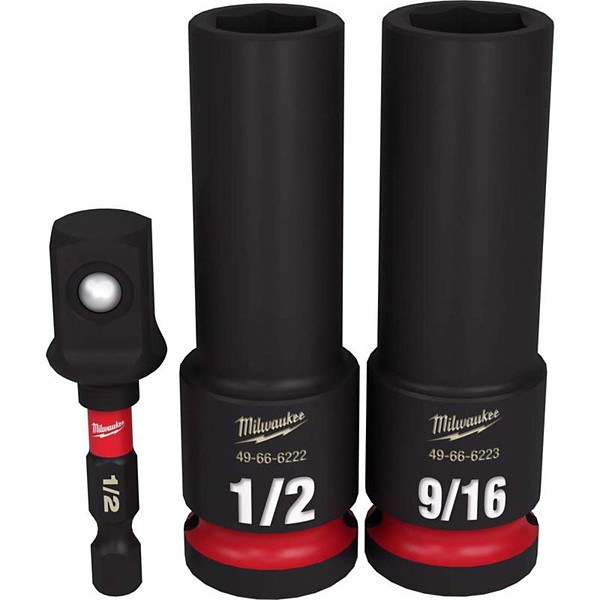 Milwaukee SHOCKWAVE 1/2 in x 1/2 in SAE 6 Point Deep Impact Socket - 3 Piece Set
