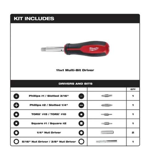 Milwaukee 11in1 MultiTip Screwdriver and Bit Set